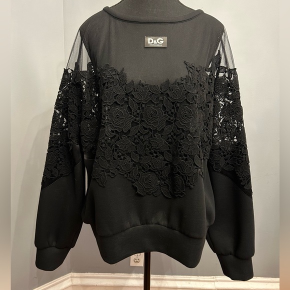 DOLCE & GABBANA Lace And Mesh Sweatshirt, size IT44 (US8/10) - Picture 3 of 13